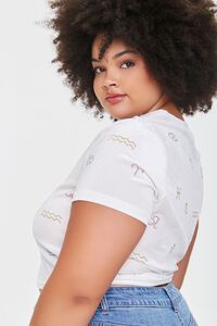 WHITE/MULTI Plus Size Astrology Crop Top, image 2