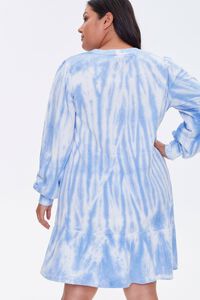 WHITE/BLUE Plus Size Tie-Dye Sweatshirt Dress, image 3