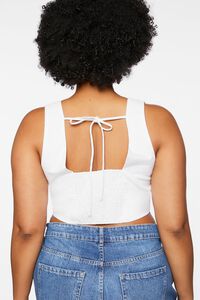 WHITE Plus Size Tie-Back Crop Top, image 3