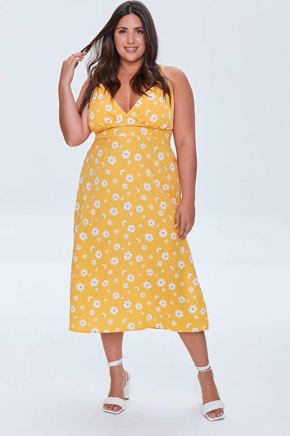 YELLOW/MULTI Plus Size Daisy Floral Cami Dress, image 1