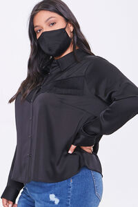 BLACK Plus Size Shirt & Face Mask Set, image 2