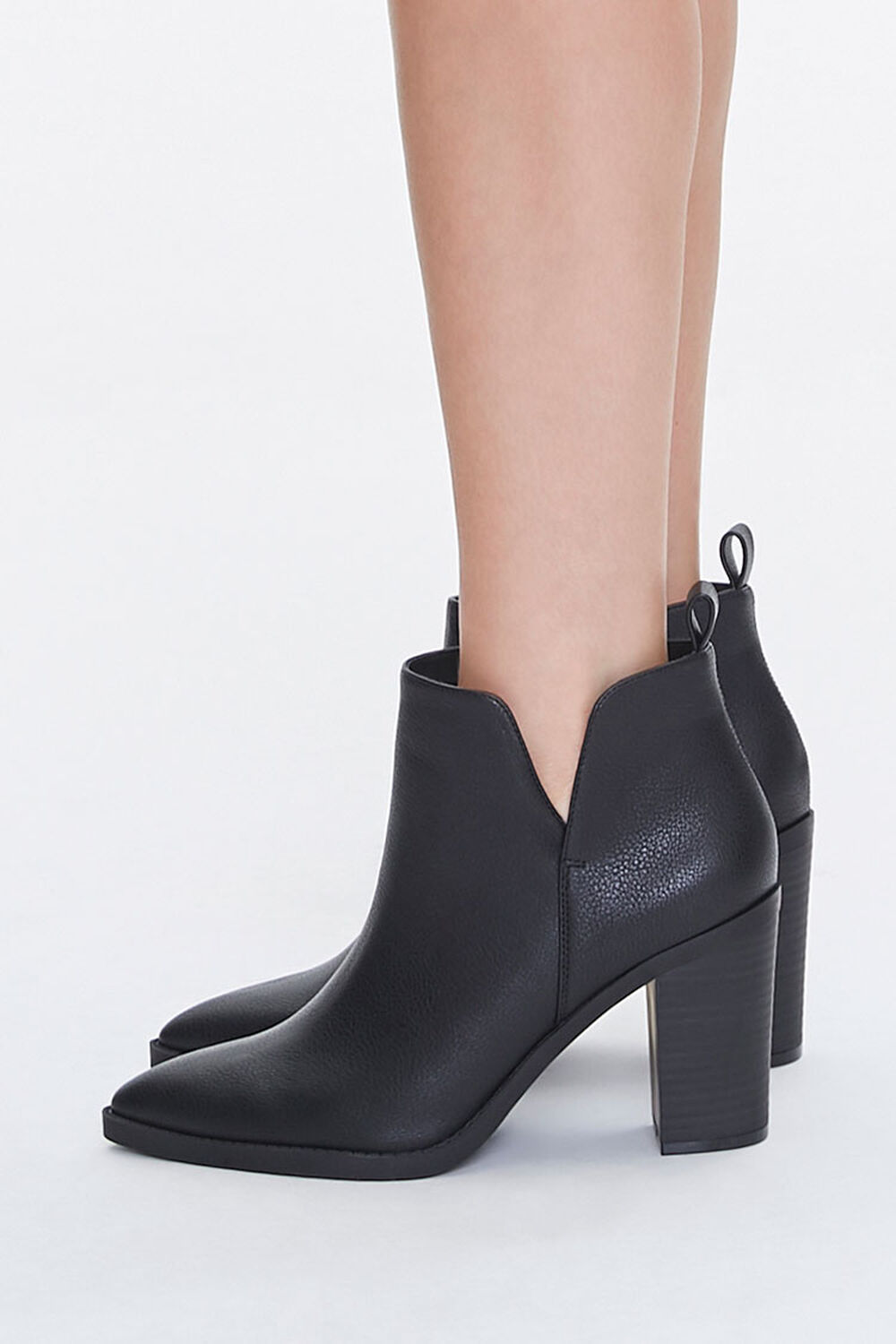 BLACK Faux Leather Pointed Booties, image 2