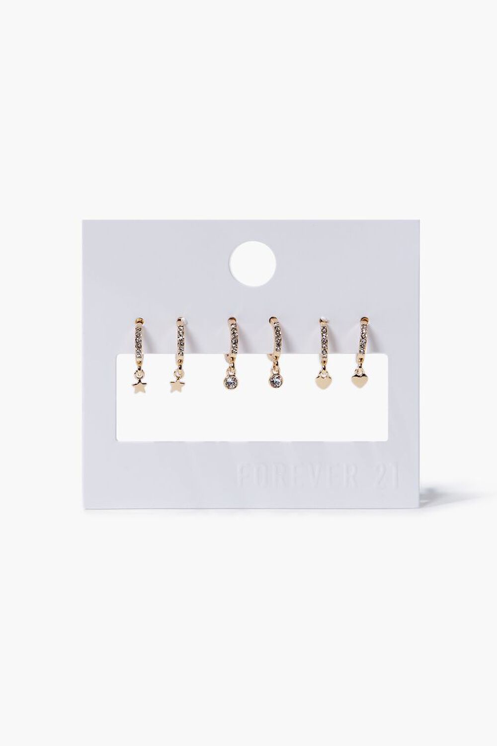GOLD/CLEAR Star Charm Hoop Earring Set, image 1