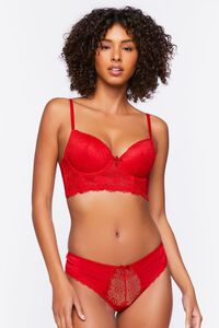 RED Lace Bustier Bra & Panty Lingerie Set, image 1
