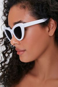 WHITE/BLACK Contrast Cat-Eye Sunglasses, image 2