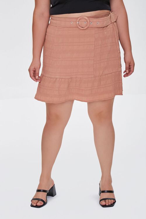 CAMEL Plus Size Flounce Mini Skirt, image 2