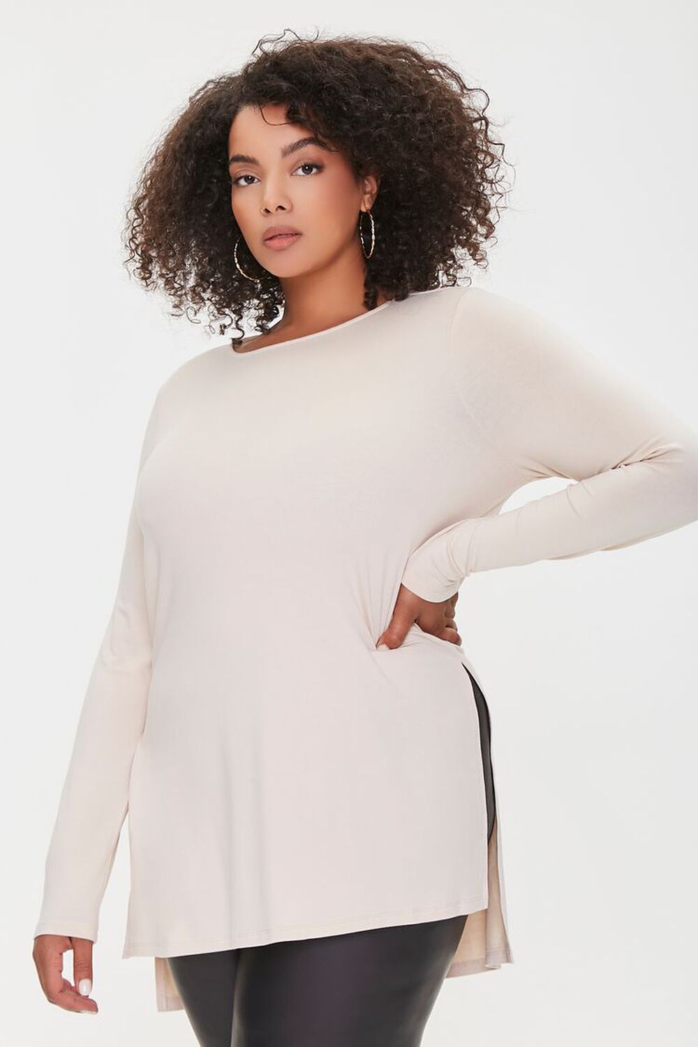 CREAM Plus Size High-Low Top, image 1