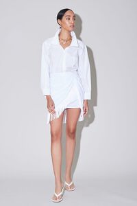 WHITE Ruched Fringe-Trim Mini Skirt, image 5