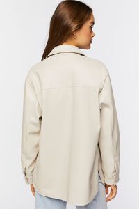 ASH BROWN Faux Leather Dolphin-Hem Shacket, image 3