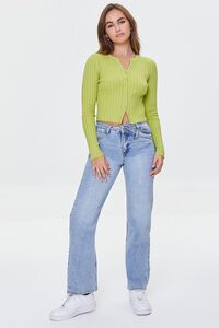 GREEN Ribbed Knit Cardigan Sweater, image 4