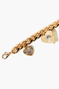 GOLD Rhinestone Heart Charm Bracelet, image 3