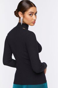 BLACK Ribbed Cutout Sweater-Knit Top, image 3