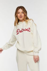 CREAM/RED Detroit Embroidered Hoodie, image 1