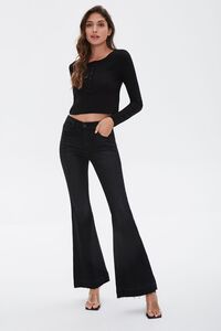 BLACK Cropped Henley Top, image 4