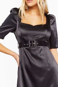BLACK Satin Belted Mini Dress, image 5