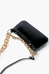 BLACK Faux Leather Chain Shoulder Bag, image 3
