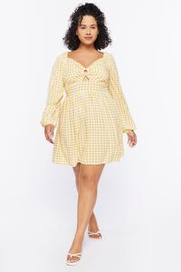 YELLOW/MULTI Plus Size Gingham Mini Dress, image 4