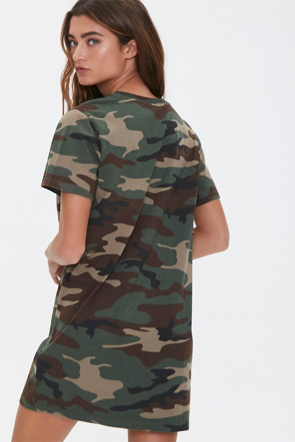 OLIVE/BLACK Camo Print T-Shirt Dress, image 1