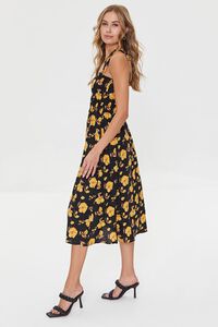 BLACK/MULTI Floral Print Linen-Blend Midi Dress, image 2