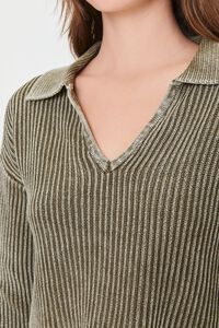 OLIVE Ribbed Split-Neck Sweater, image 5