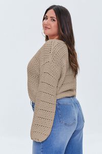ASH BROWN Plus Size Open-Knit Cardigan Sweater, image 2