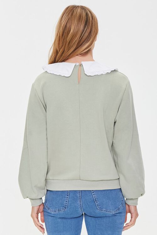 SAGE/WHITE French Terry Ruffled Collar Pullover, image 3
