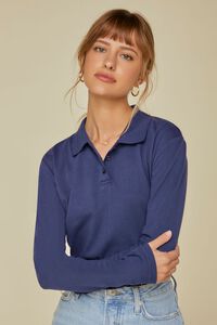 NAVY Long-Sleeve Polo Shirt, image 2