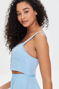 SKY BLUE Satin Cropped Lounge Top, image 2