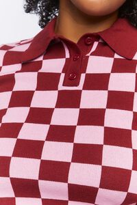 Plus Size Checkered Sweater-Knit Polo Shirt, image 5
