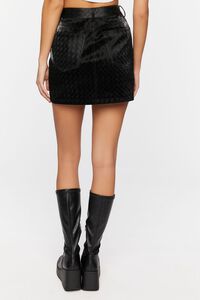 BLACK Faux Leather Crosshatch Mini Skirt, image 4