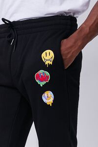 BLACK/MULTI Smiling Face Embroidered Graphic Joggers, image 5
