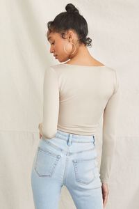 NATURAL Fitted Long-Sleeve Crop Top, image 3
