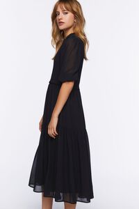 BLACK Smocked Peasant-Sleeve Dress, image 2
