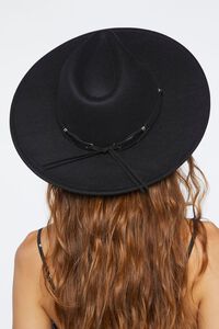 BLACK/SILVER Knotted Faux Leather-Trim Fedora, image 3