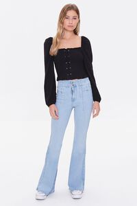 BLACK Smocked Lace-Up Top, image 4