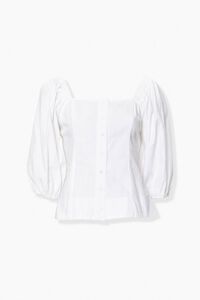 WHITE Chambray Peasant-Sleeve Top, image 1