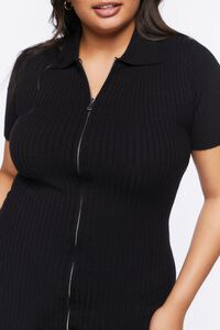 BLACK Plus Size Ribbed Zip-Up Midi Dress, image 5