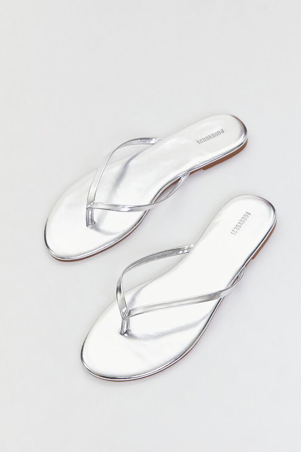 SILVER Metallic Thong Sandals, image 1