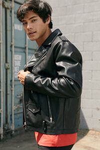 BLACK Faux Leather Moto Jacket, image 1