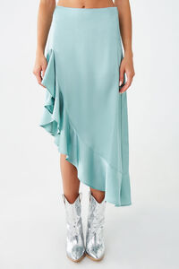 JADE Satin Ruffled High-Low Skirt, image 2