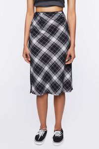 BLACK/MULTI Plaid A-Line Midi Skirt, image 7