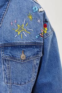 Plus Size Embroidered Star Denim Jacket, image 5