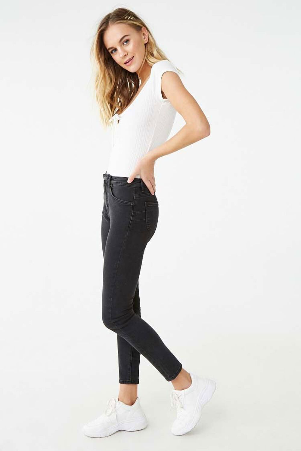 Girl With Skinny White Pushup Pants Stock Photo, Picture and
