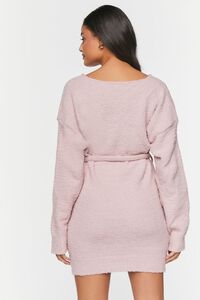 PETAL PINK Fuzzy Knit Belted Sweater Dress, image 4