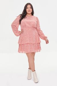 PINK/MULTI Plus Size Floral Print Mini Dress, image 4