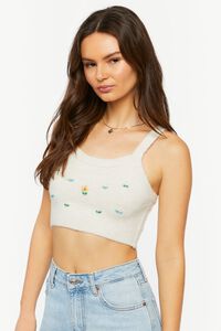 Floral Beaded Cropped Tank Top, image 1