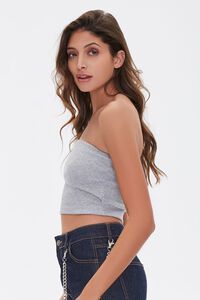 HEATHER GREY Stretch Ribbed Cropped Tube Top, image 2