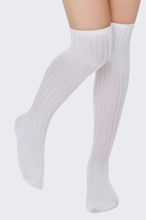 CREAM Ribbed Over-the-Knee Socks, image 4