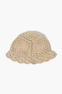 TAN Crochet Scalloped-Trim Bucket Hat, image 5