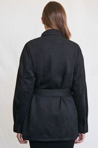 BLACK Faux Suede Tie-Waist Jacket, image 3